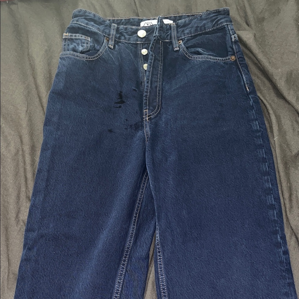 ZARA Dark Blue Denim Jeans (2) - Picture 4 of 7
